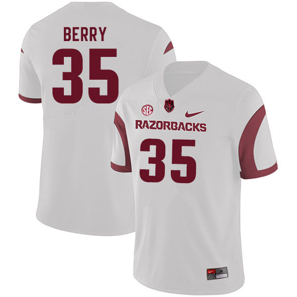 Men #35 Matt Berry Arkansas Razorbacks College Football Jerseys Sale-White